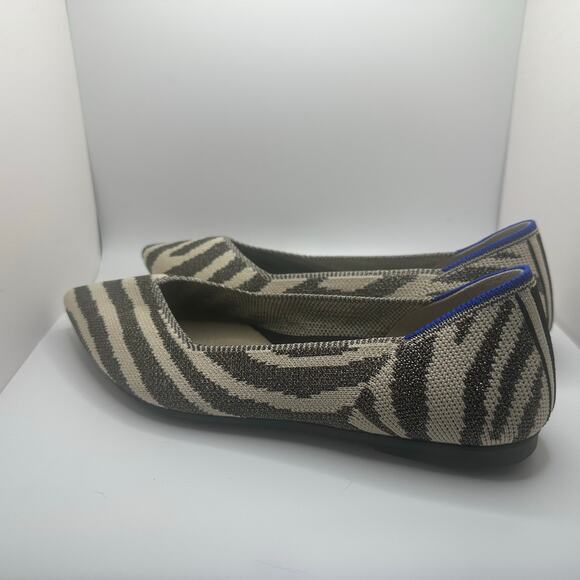 Rothy’s Gray Zebra Womens Retired Flats Pointed Toe Shoes Size 6W - Picture 7 of 12